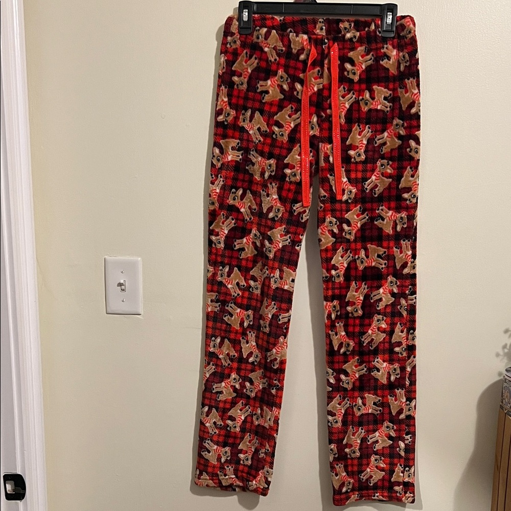Red Plaid Reindeer Pajama Pants